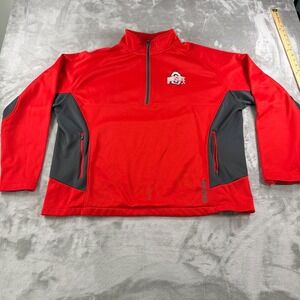 Ohio State Buckeyes Mens XL Quarter Zip Pullover Red Gray‎ Fleece Lined Jacket